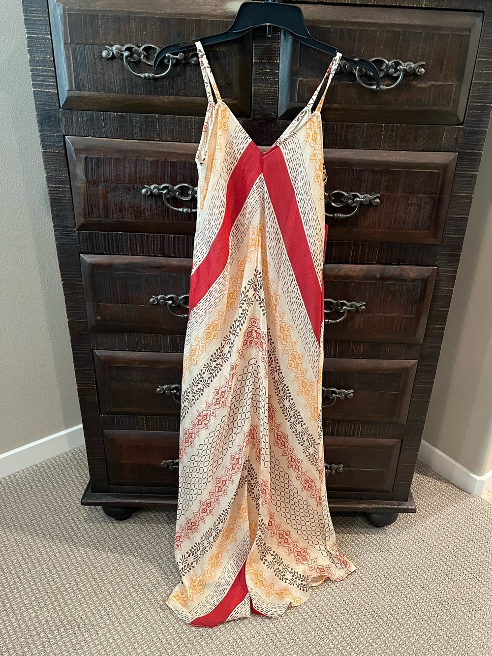 Sleeveless Vermillion Chevron Maxi Dress by Vince Camuto • Size XS • NWT - Picture 5 of 7